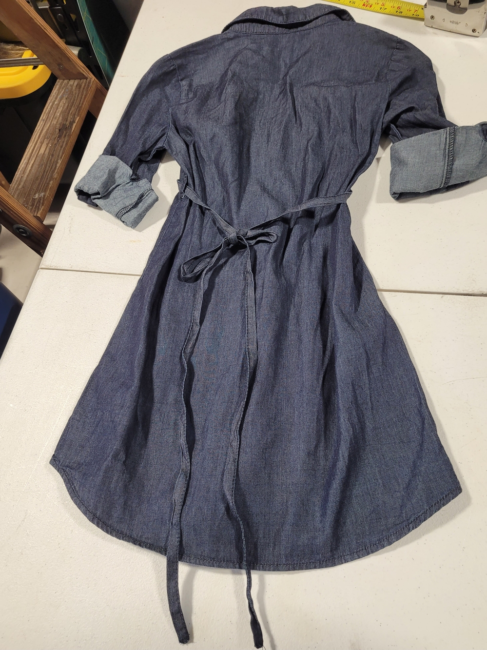 Miley Cyrus & Max Azria Denim Button‑Front Shirt Dress in Dark Blue - Picture 3 of 3